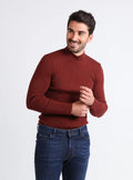 Pull homme 100% laine mérinos rouge terre de sienne