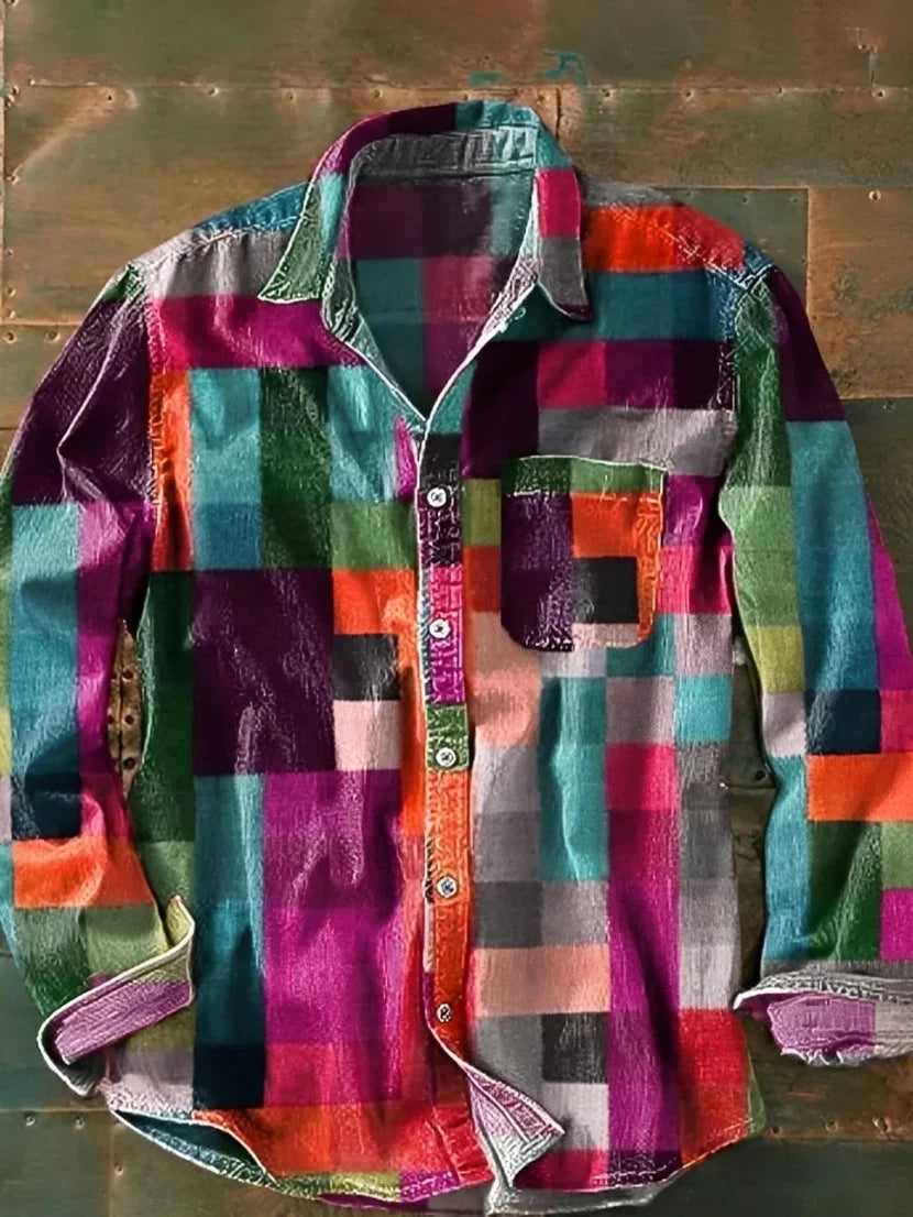 Charles – Chemise à manches longues pour hommes – Rétro et coloré