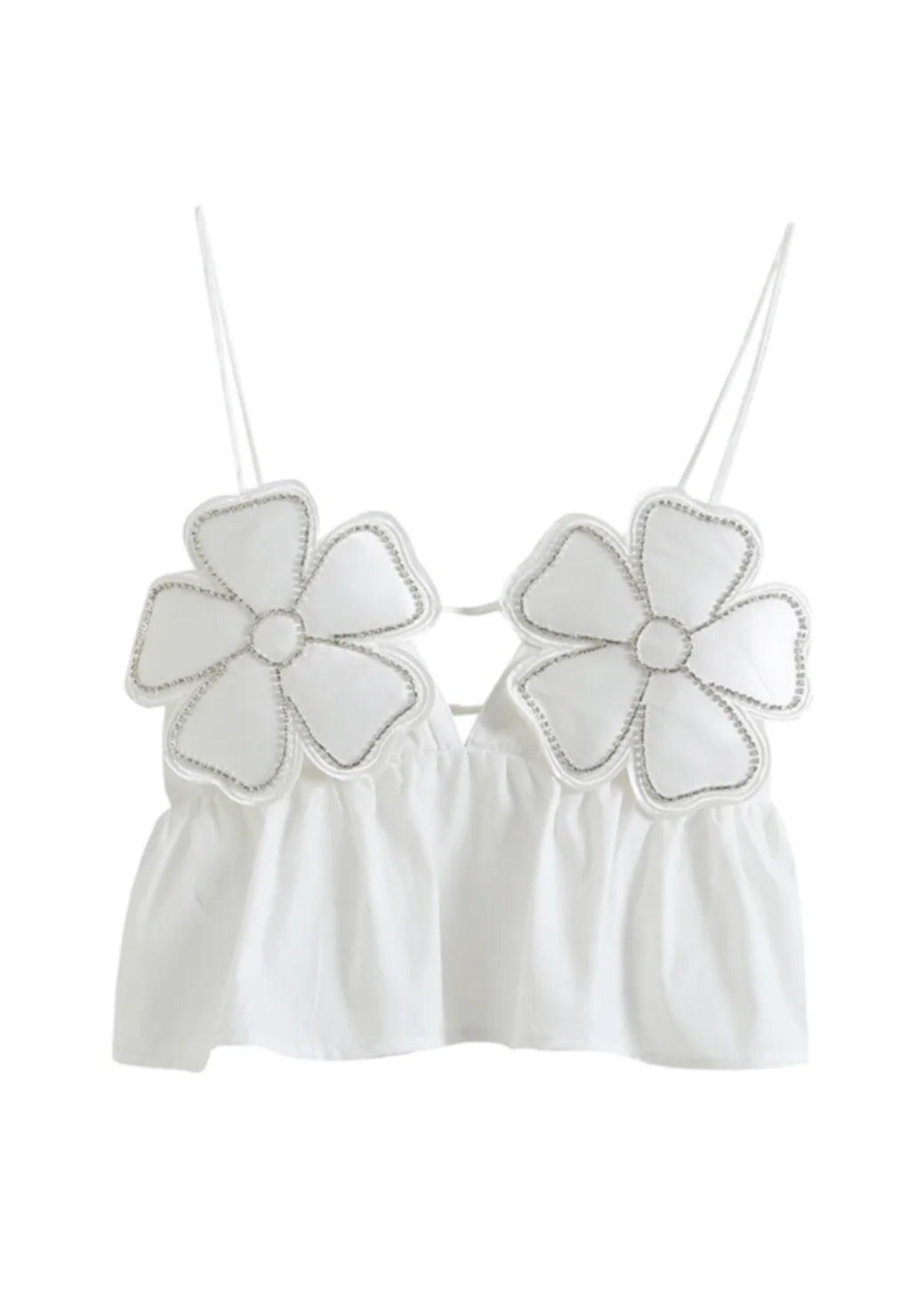 Blouse blanche à manches volantées pour femmes