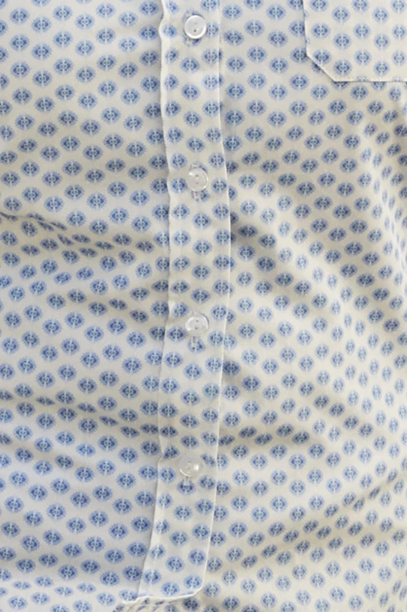 Chemisier femme en coton imprimé bleu