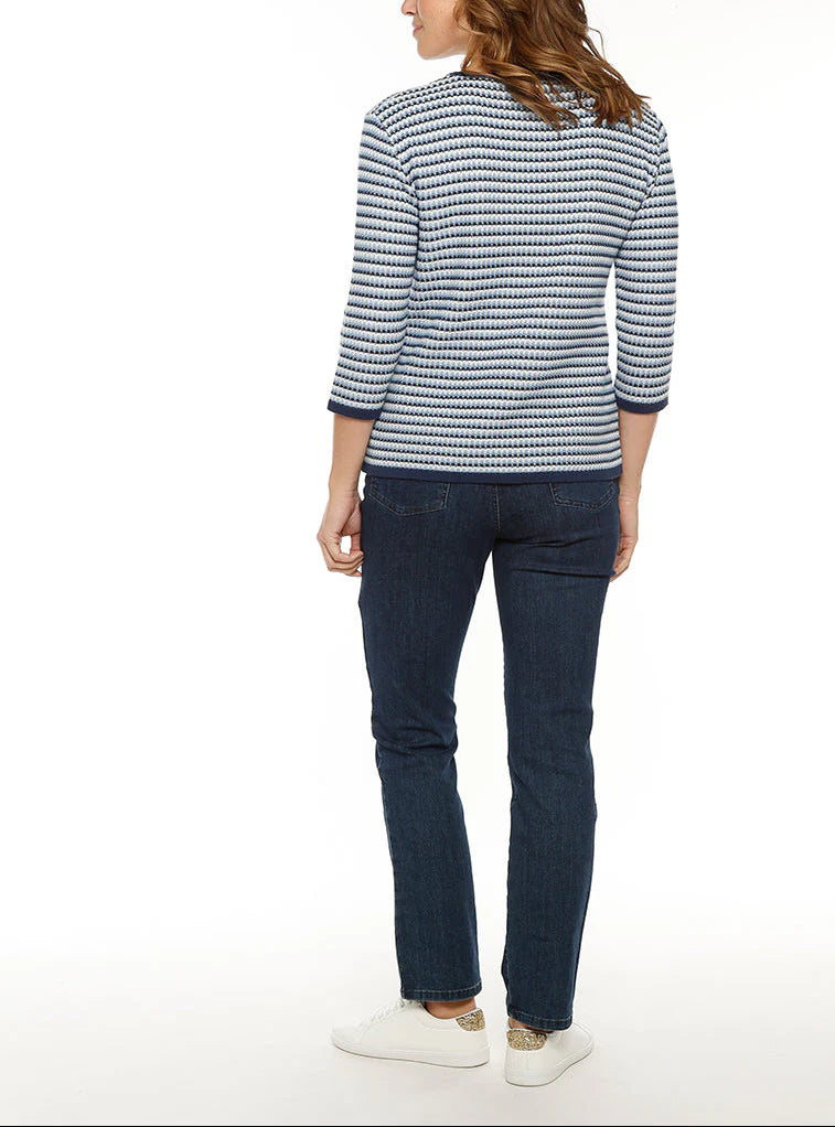 Pull femme tricolore rayé bleu