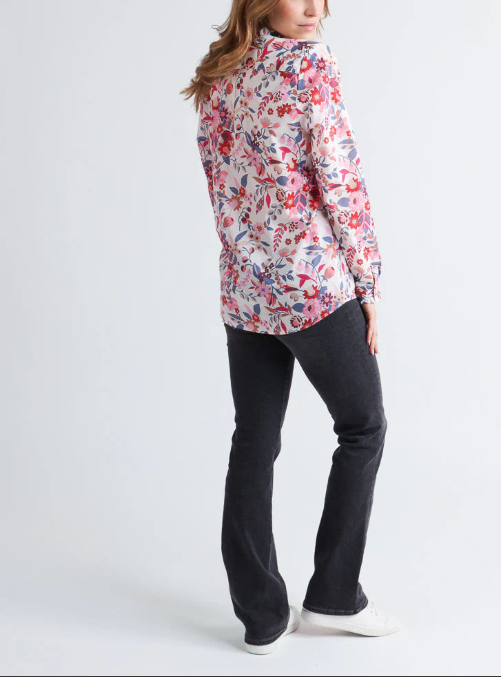 Chemisier femme liberty fleuri rose