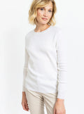 Pull femme en laine mérinos col rond Blanc Naturel