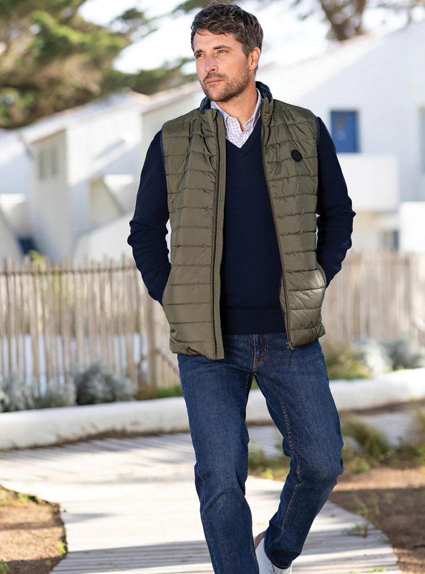 Doudoune sans manches homme vert bronze