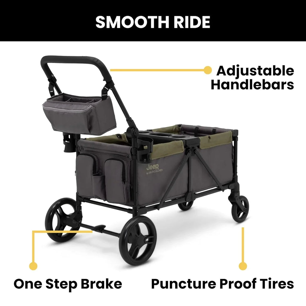Jeep Sport All-Terrain Stroller Wagon by Delta Children Includes Canopy Parent Organizer