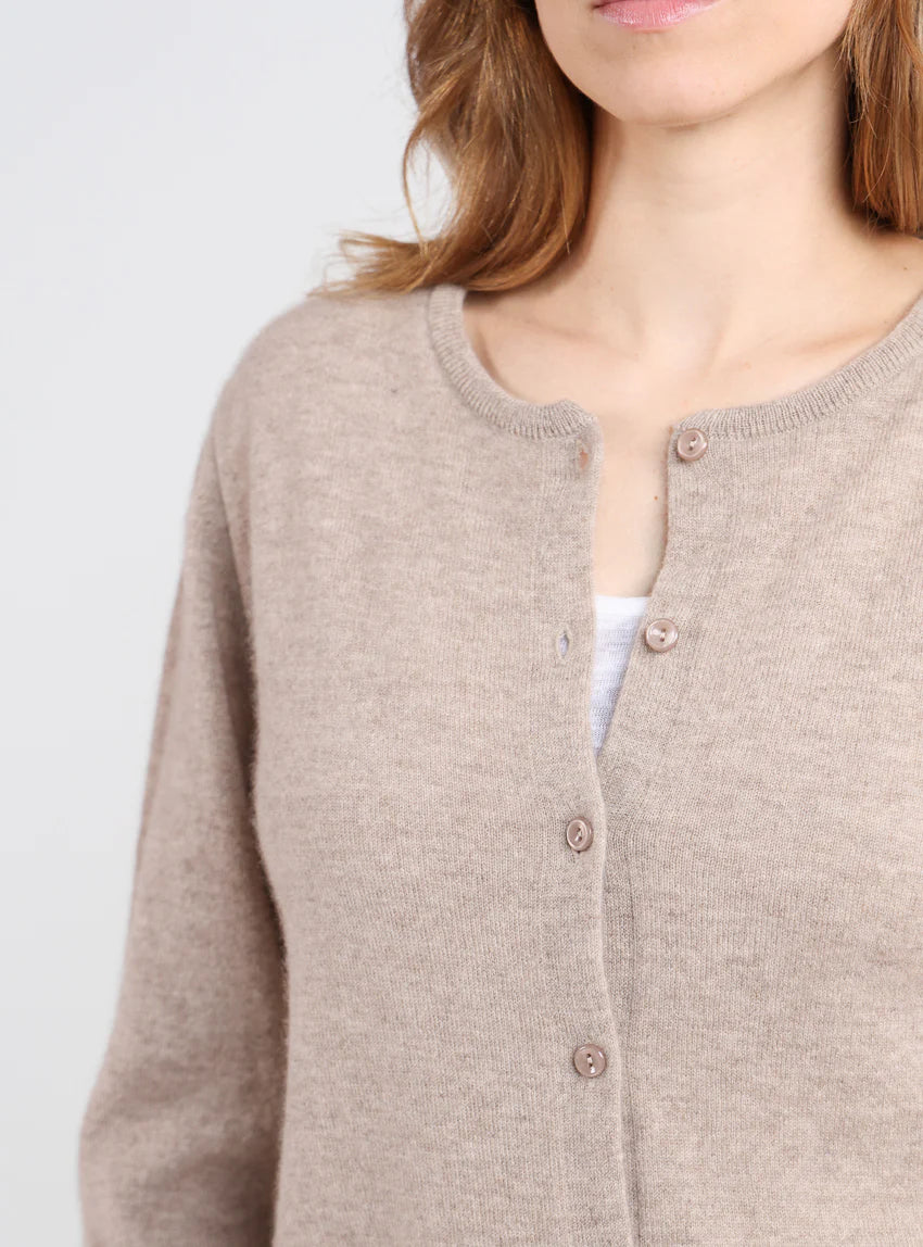 Cardigan femme en cachemire beige taupe