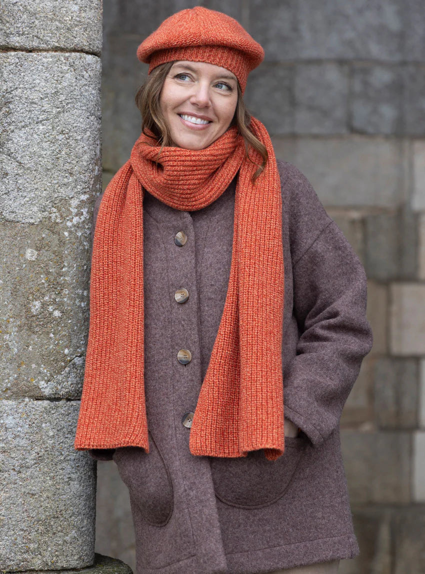 Écharpe femme en laine recyclée orange