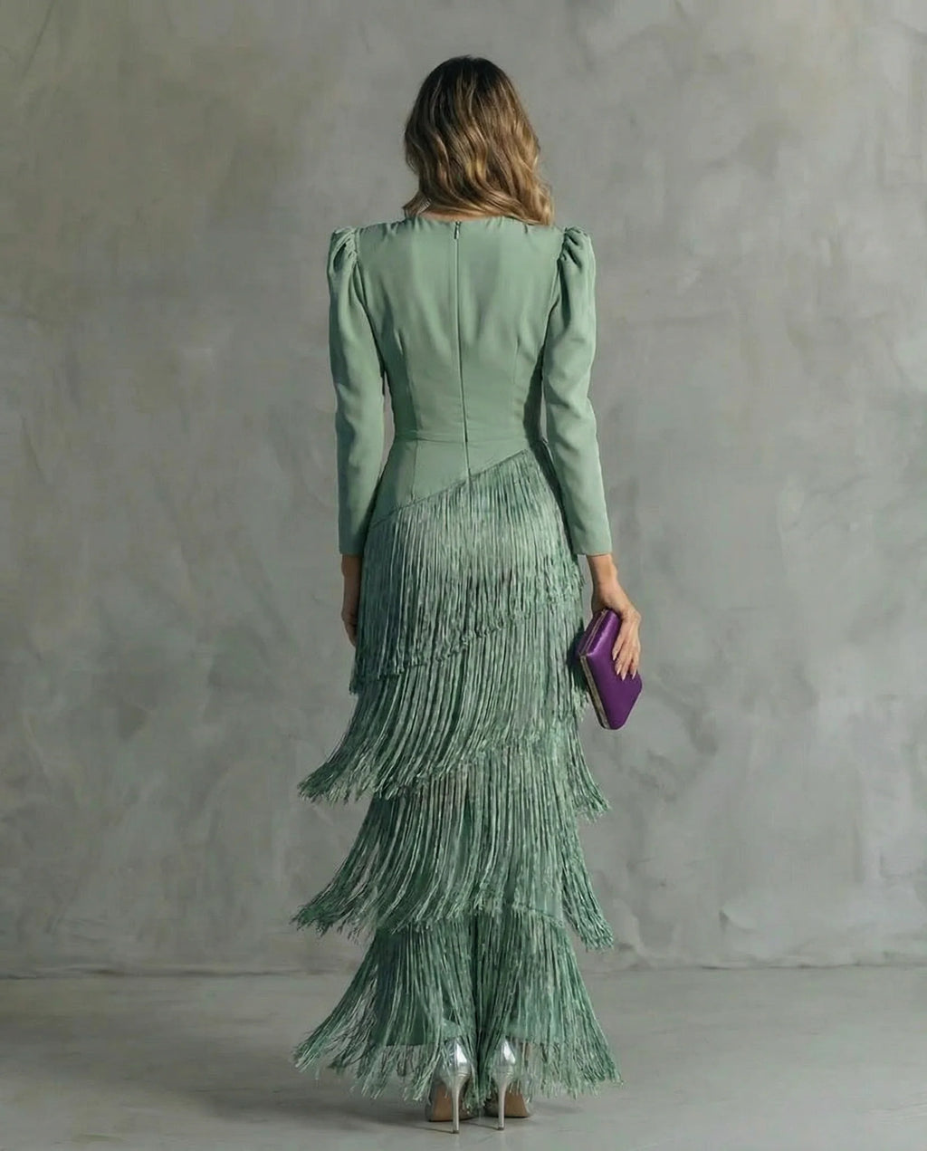 Clara™ | Robe midi élégante à manches à franges