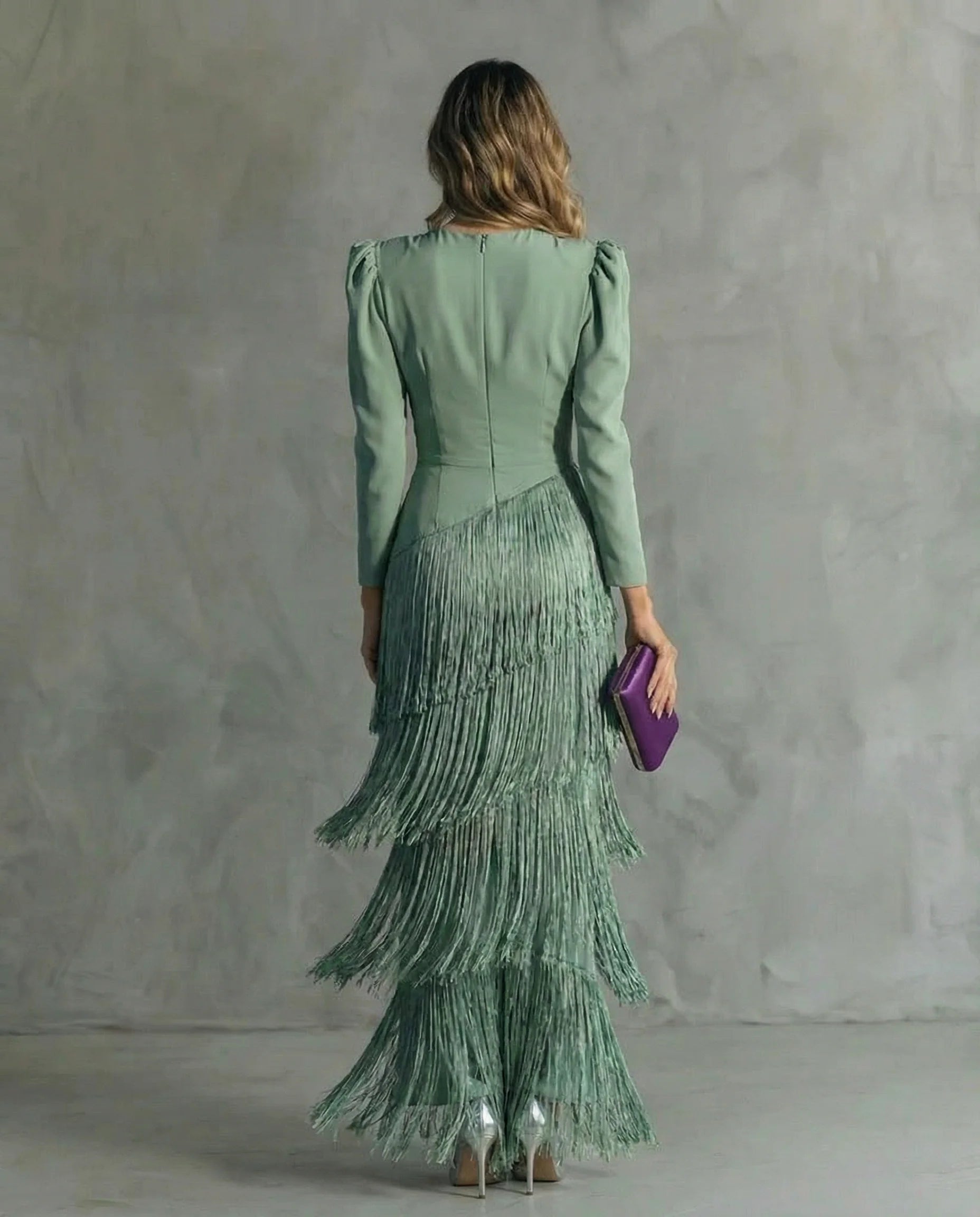 Clara™ | Robe midi élégante à manches à franges