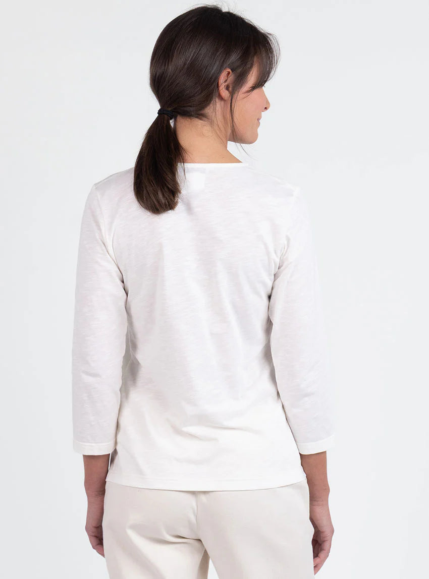 Tee-shirt femme en coton blanc crème