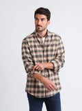 Chemise homme en coton à carreaux vert