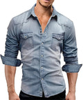 Arjun - Chemise en Jean Homme - Décontractée à Manches Longues