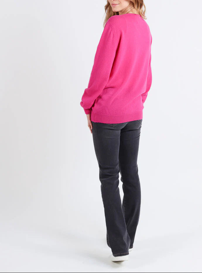 Cardigan femme en cachemire et laine rose