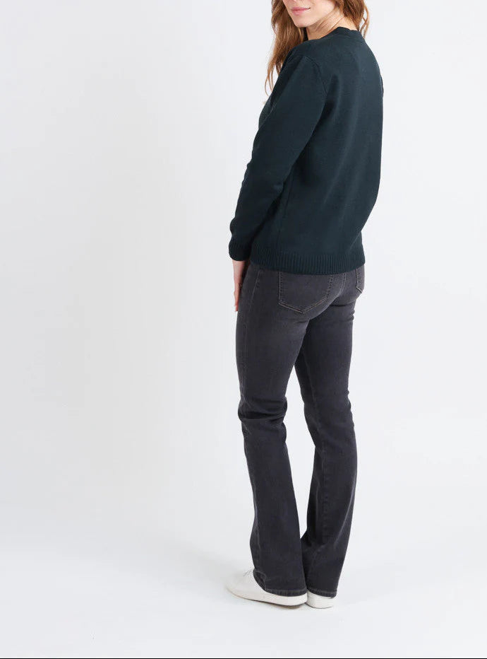 Gilet femme en laine vert sombre
