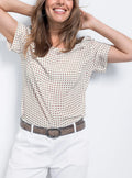 Blouse femme en soie manches courtes blanc crème