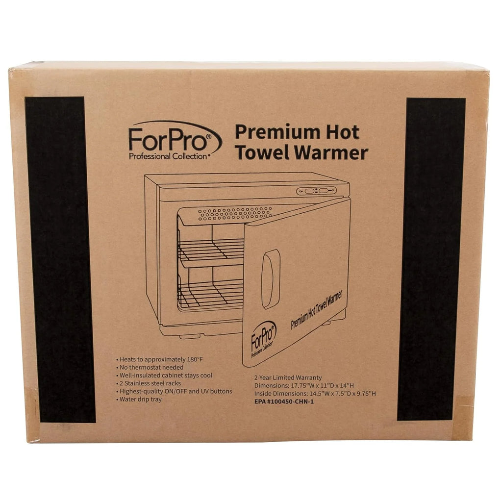 ForPro Professional Collection Premium Hot Towel Warmer, 23L Extra Large Capacity, Two Stainless Steel Racks, White