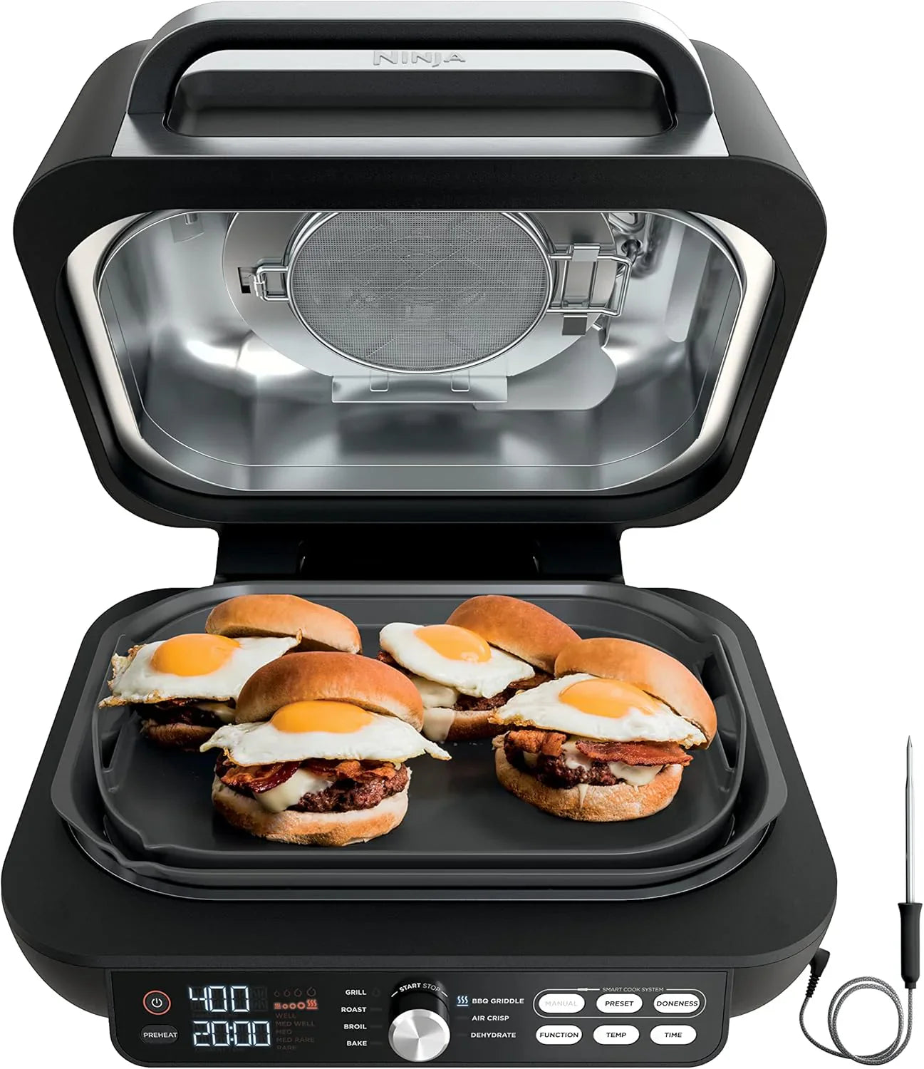 Ninja Foodi Smart XL 6-in-1 Indoor Grill with Air Fry Bake Roast Broil and Dehydrate