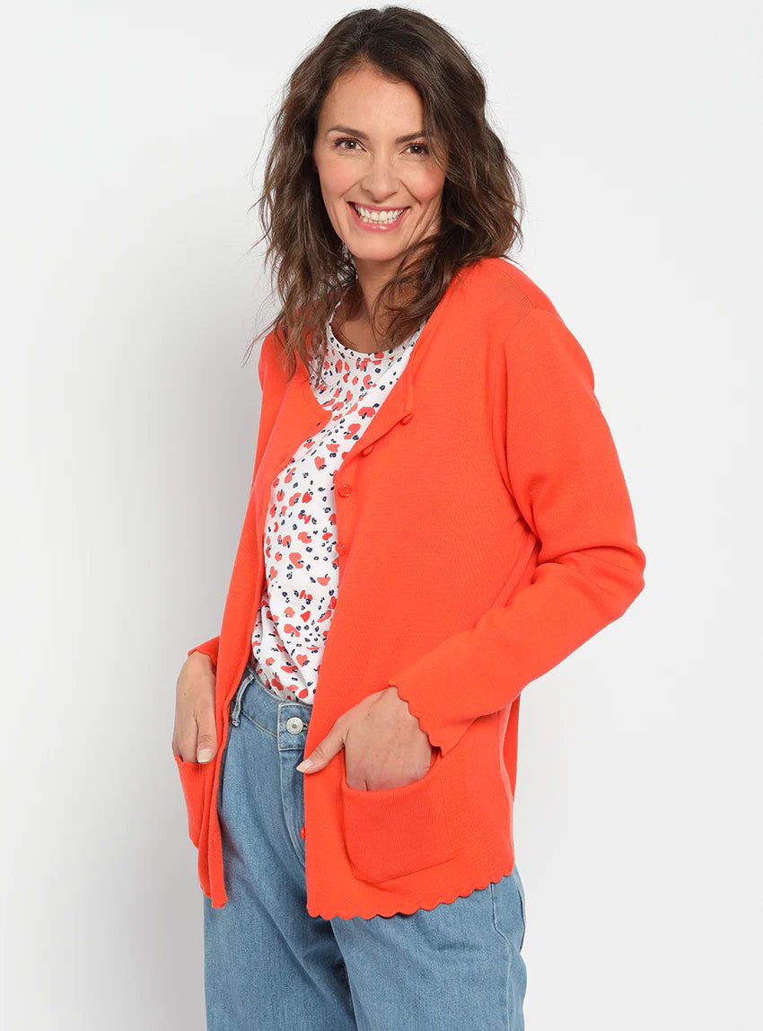 Cardigan femme en laine mérinos Orange Pulpe