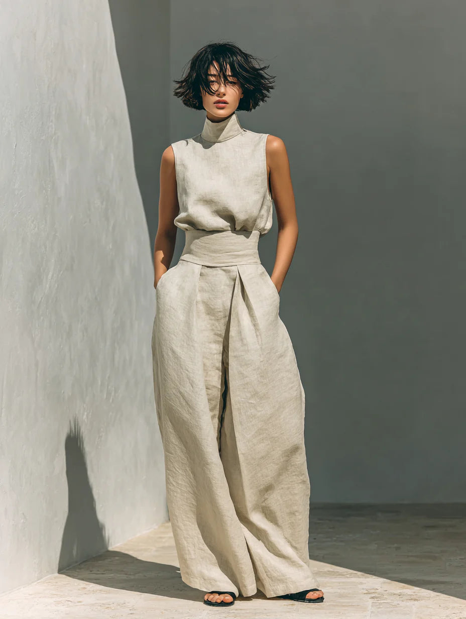 Amara | Ensemble minimaliste blouse et pantalon fluide