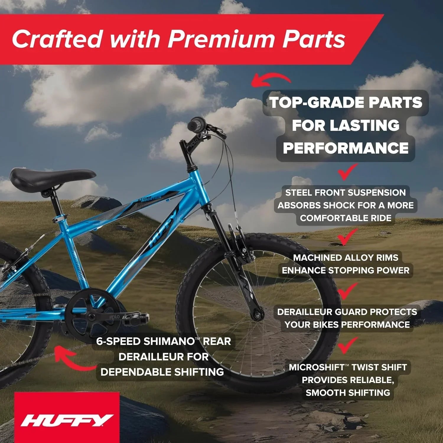 Huffy Stone Mountain Hardtail Mountain Bike for Boys/Girls/Men/Women 20/24/26 Sizes