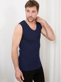 Débardeur thermique homme épais en laine bleu marine