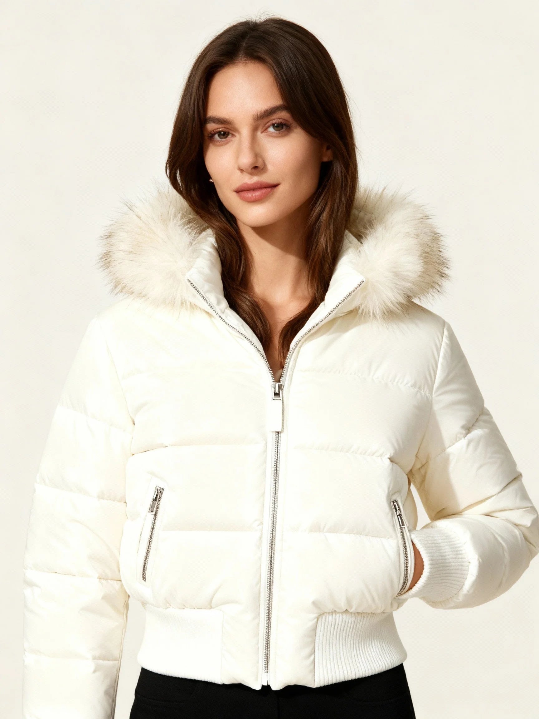 Veste d'hiver matelassée légère avec capuche amovible