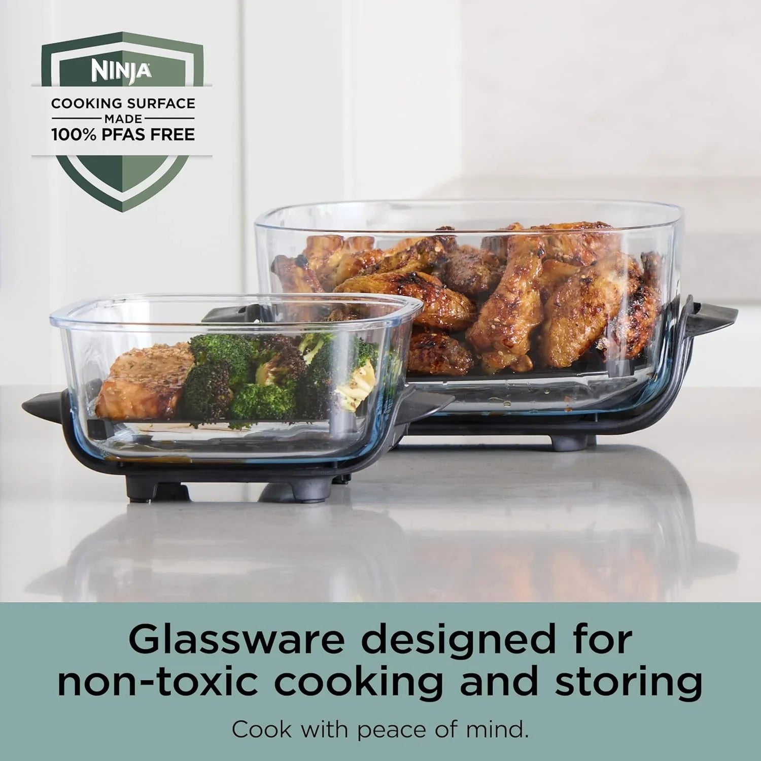 Ninja Crispi 4 in 1 Portable Glass Air Fryer Cooking System 4QT 6 Cup TempWare Glass Containers