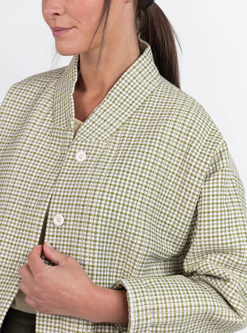 Veste femme matelassée en coton vert kaki