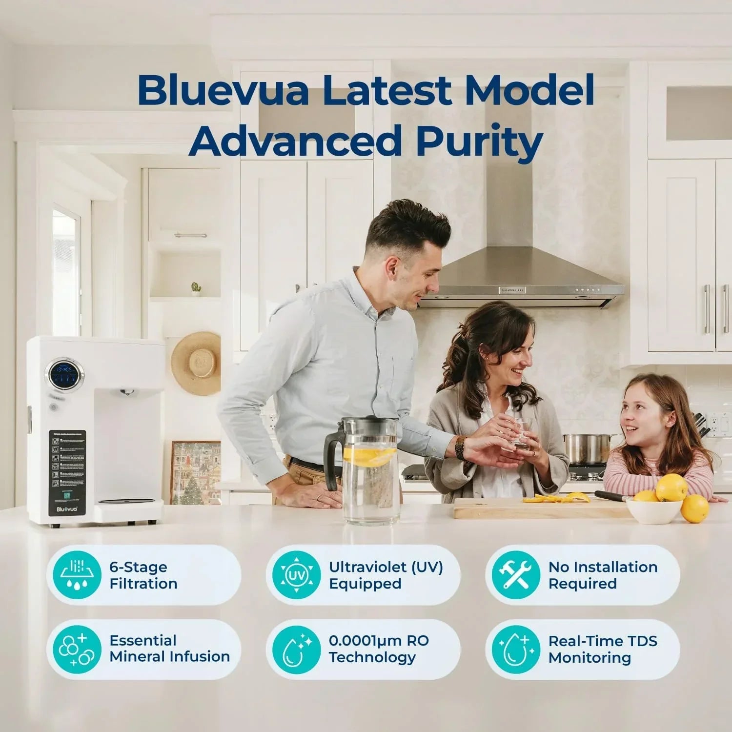 Bluevua RO100ROPOT-UV Reverse Osmosis System Countertop Water Purifier 6-stage purification