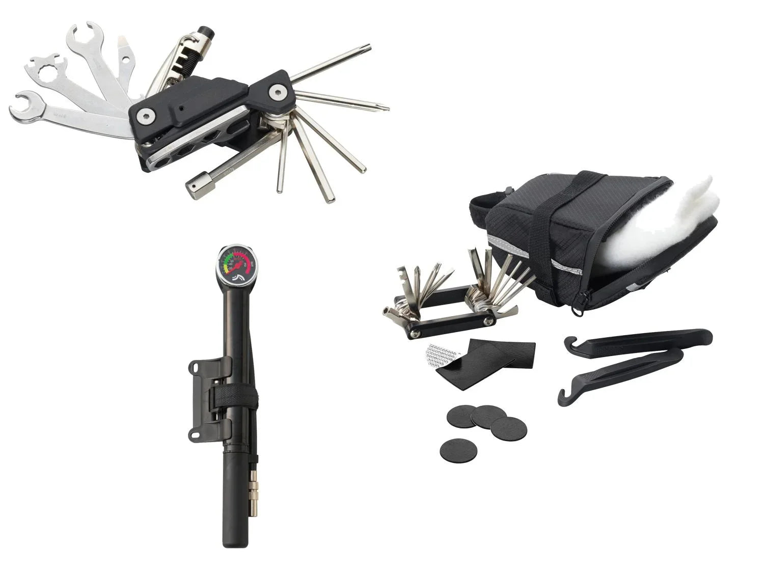 CRIVIT Outil multifonction pour vlo ou sacoche de selle avec outils ou mini-pompe  manomtre
