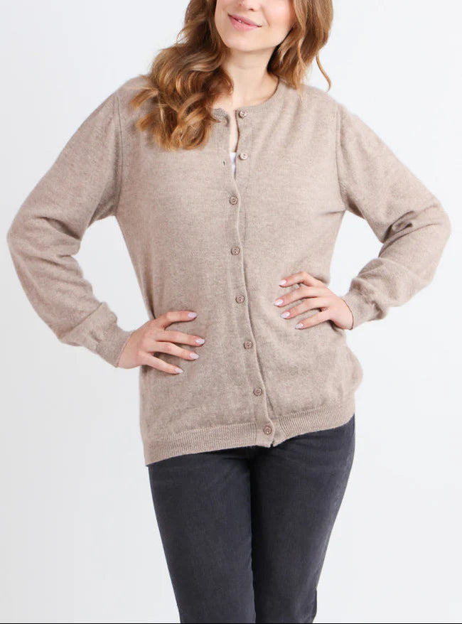 Cardigan femme en cachemire beige taupe