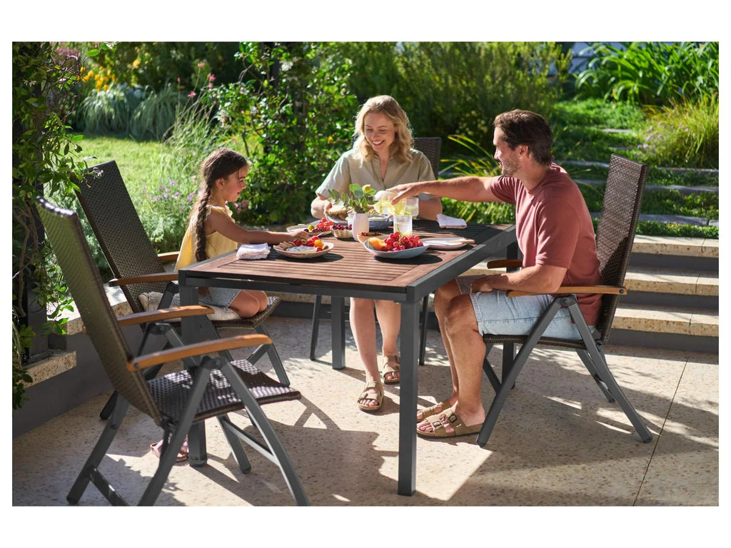 LIVARNO home Ensemble tress  Valencia , 7 pices - table extensible & 6 fauteuils pliants