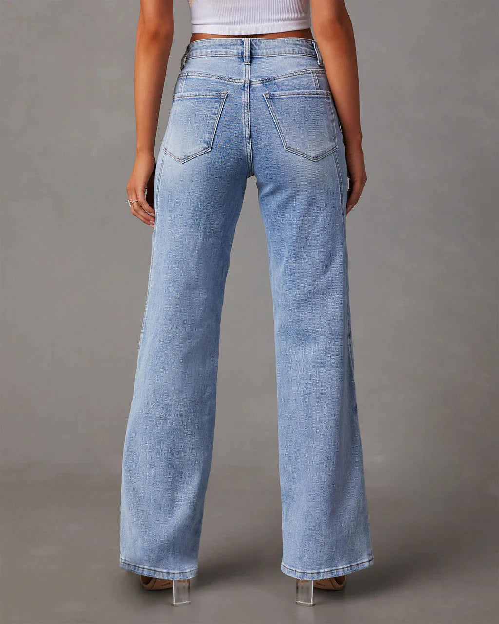 Rhian - Pantalon en Jean Large et Élégant
