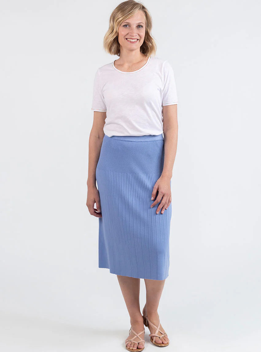 Jupe plissée femme fluide en viscose bleu aster