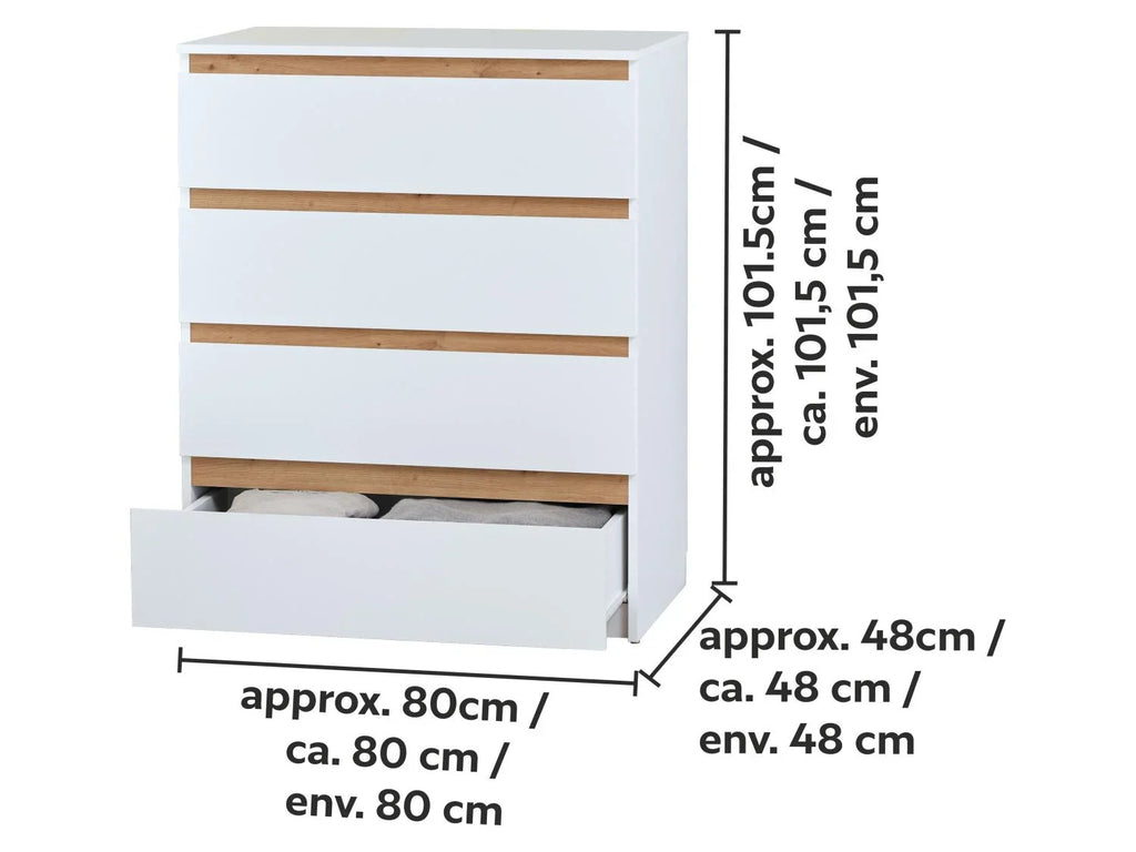 LIVARNO Commode Genve, 80 x 101,5 x 48 cm, blanche
