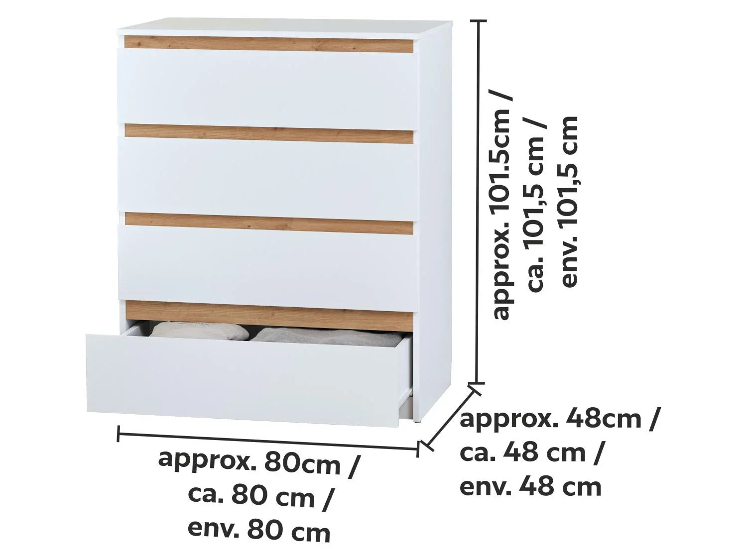 LIVARNO Commode Genve, 80 x 101,5 x 48 cm, blanche