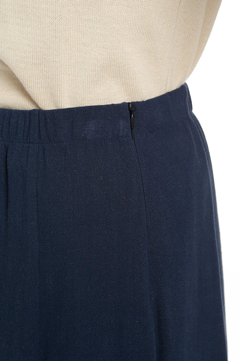 Jupe à panneaux femme en lin bleu marine