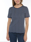 Pull femme coton manches courtes marine/crème