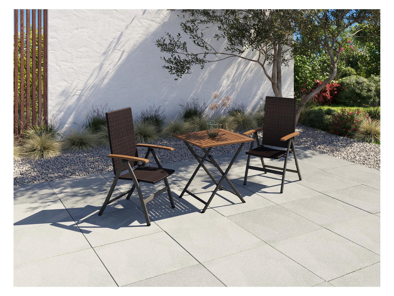 LIVARNO Table de jardin + Lot de 6 fauteuils pliants tresss Valencia