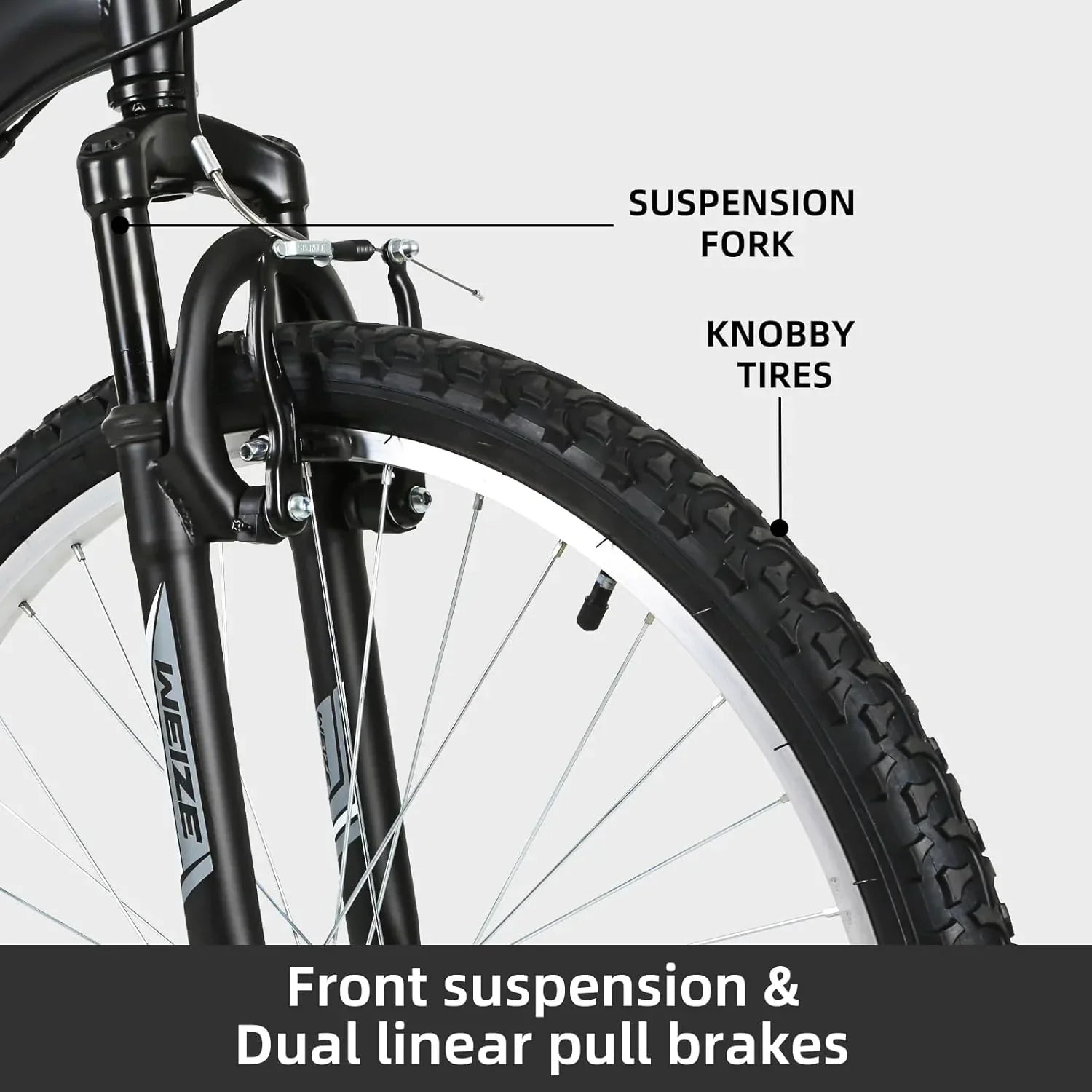 WEIZE Mountain Bike 26 27.5 inch Outdoor Hybrid Bikes 18-Speed High-Carbon Steel Full Suspension