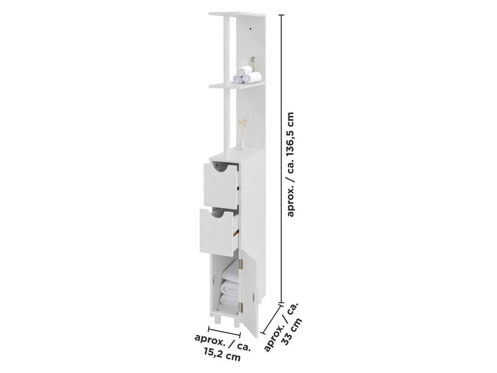 LIVARNO Meuble de rangement troit, 15,2 x 136,5 x 33 cm, blanc