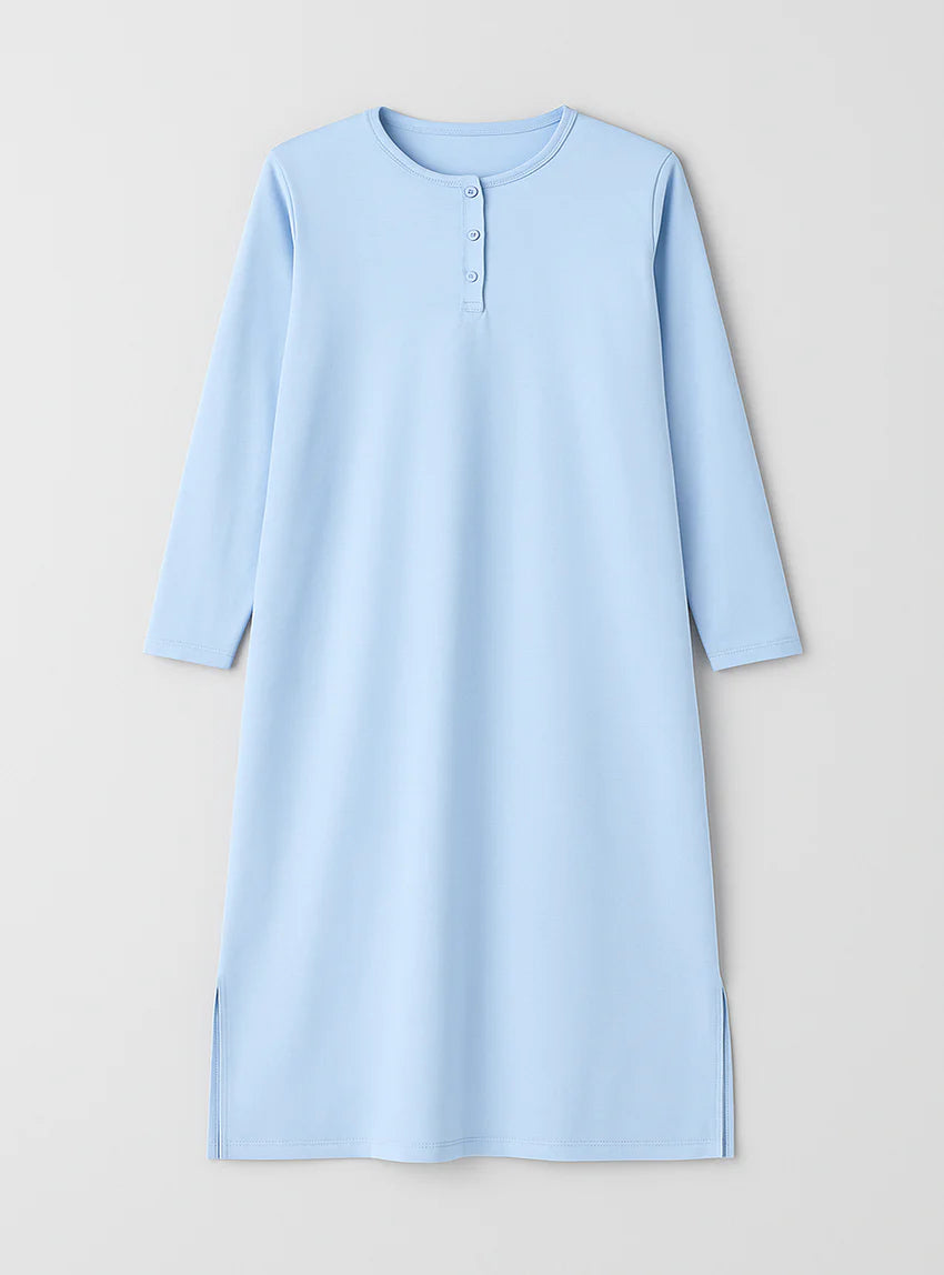 Chemise de nuit femme unie coton bleu