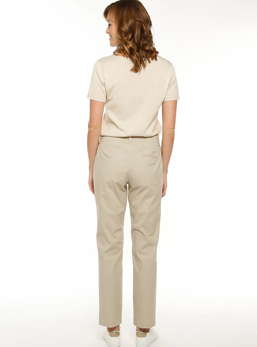 Pantalon chino femme coton beige clair