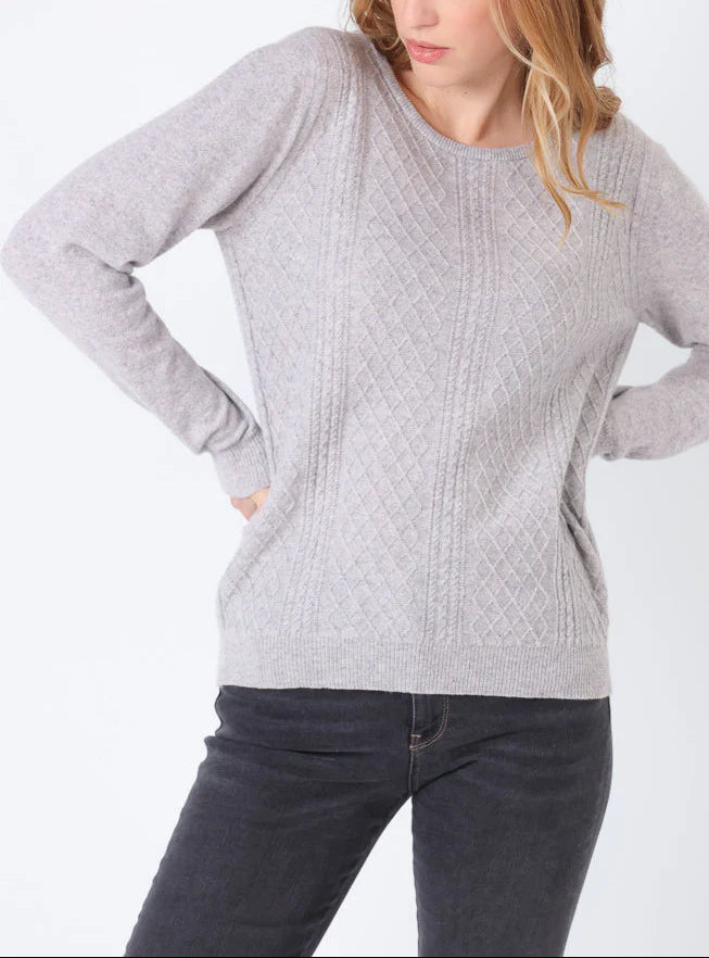 Pull femme cachemire et laine gris nacré