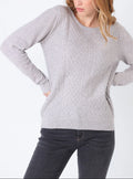 Pull femme cachemire et laine gris nacré