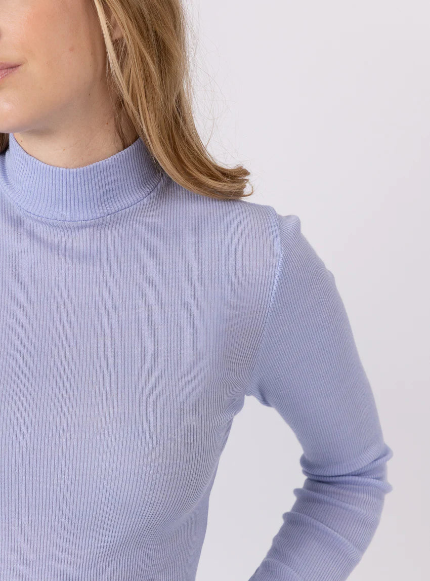 Pull chaussette femme col montant bleu ciel