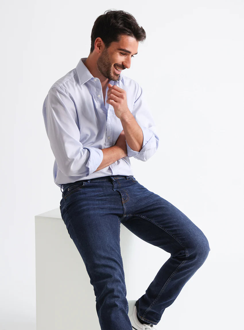 Chemise homme classique en coton bleu
