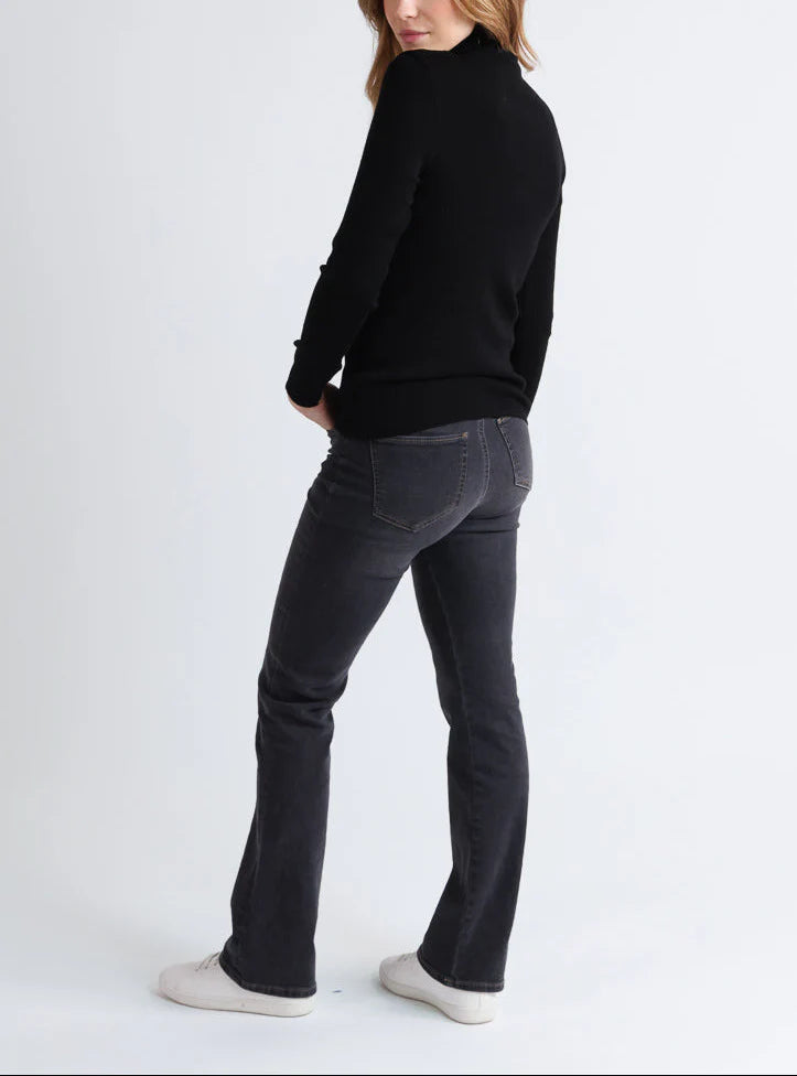 Pull chaussette femme col roule en laine merinos Noir