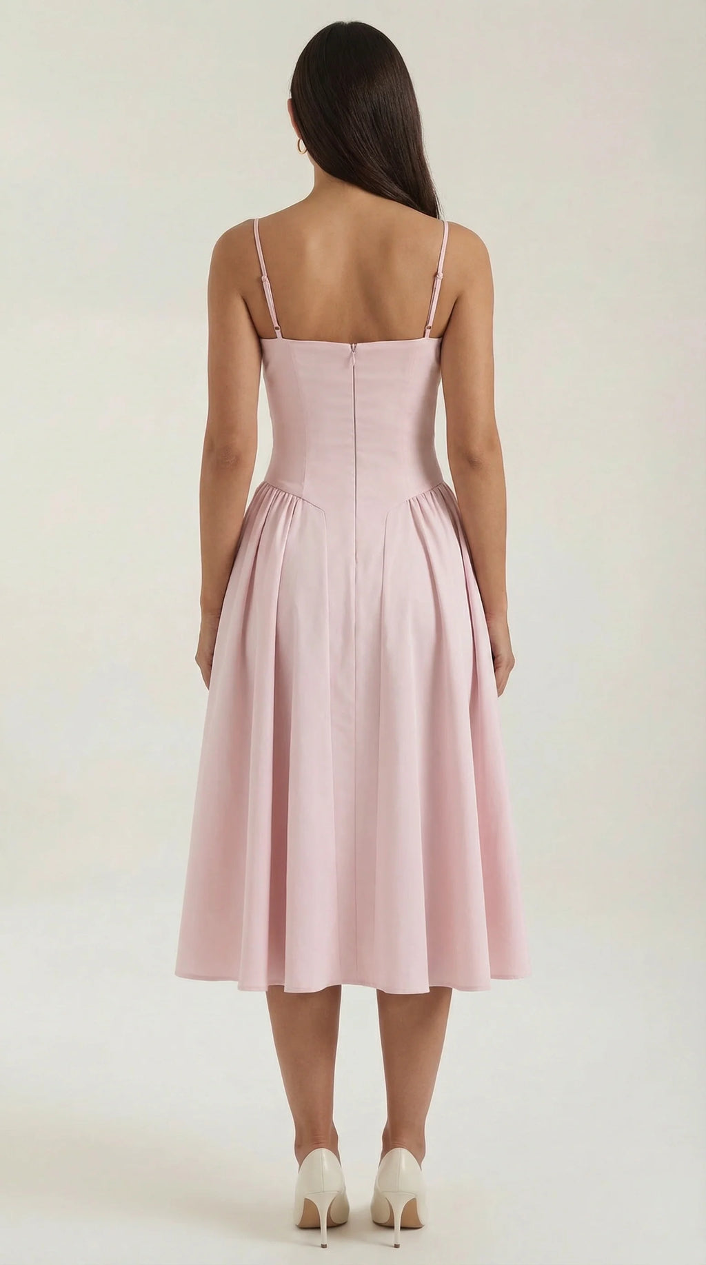 Robe mi-longue corset florale pour femme avec décolleté en cœur