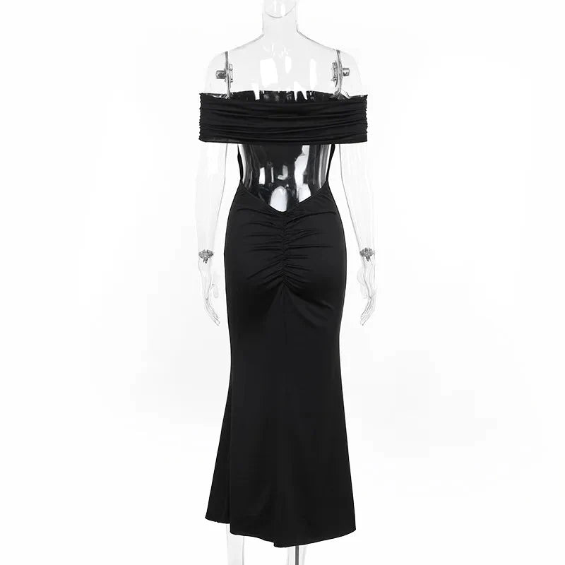 Robe maxi dos nu sans bretelles pour femmes
